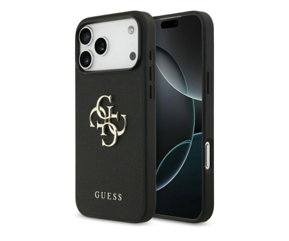 Etui do telefonów Guess Grained Big 4G & Classic Logo do iPhone 17 Pro Max czarny